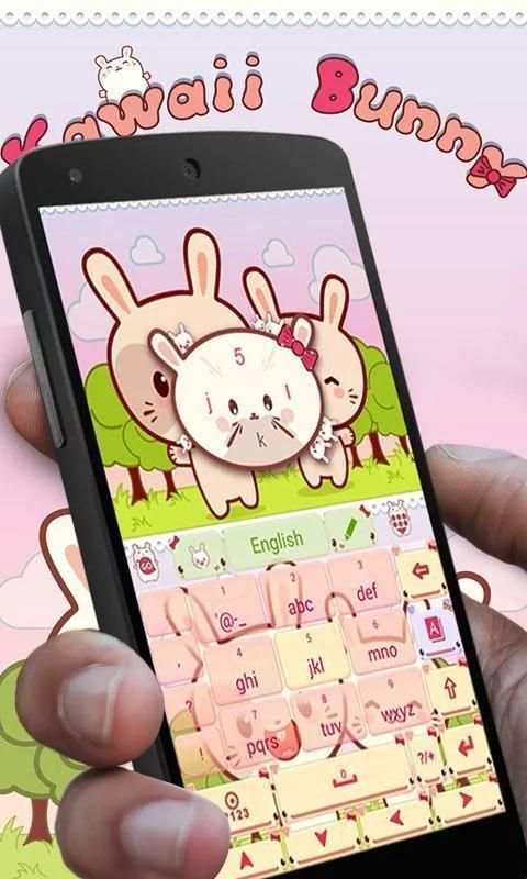 Kawaii Bunny GO Keyboard Theme screenshot 3