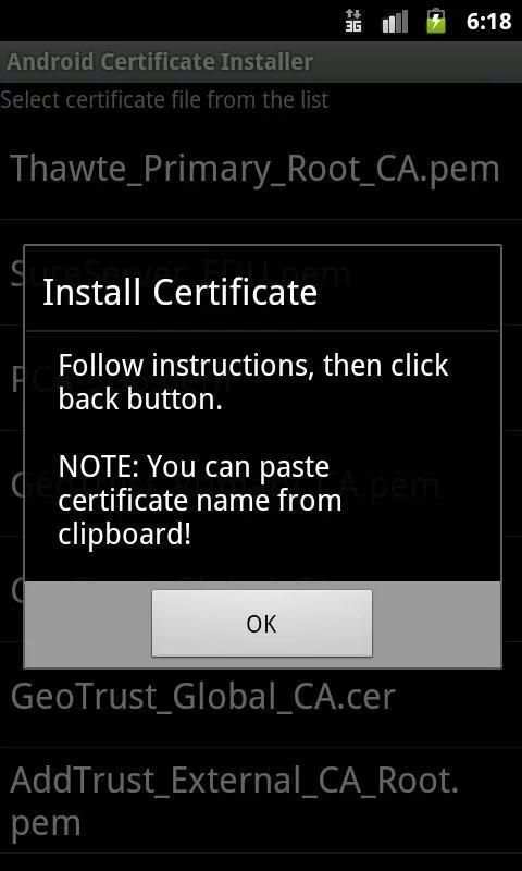 Certificate Installer स्क्रीनशॉट 2