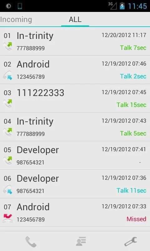 Slide Call-log Free screenshot 2