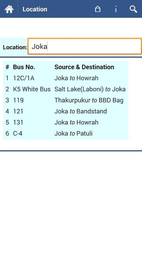 Kolkata Bus Info स्क्रीनशॉट 1