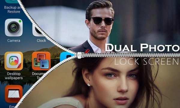 Dual Photo Zip Lock Screen 2 تصوير الشاشة