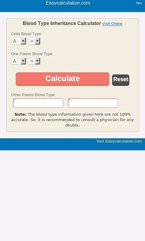 Blood Type Inheritance Calci स्क्रीनशॉट 2