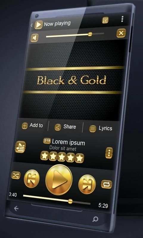 Black and gold PlayerPro Skin screenshot 1