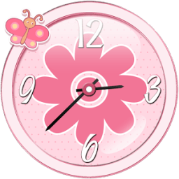 Cute Pink Analog Clock أيقونة