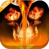 Skull Fire Zipper Locked
