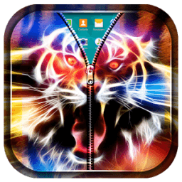Neon Tiger Zipper Lock Screen أيقونة