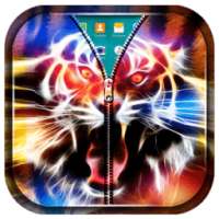 Neon Tiger Zipper Lock Screen