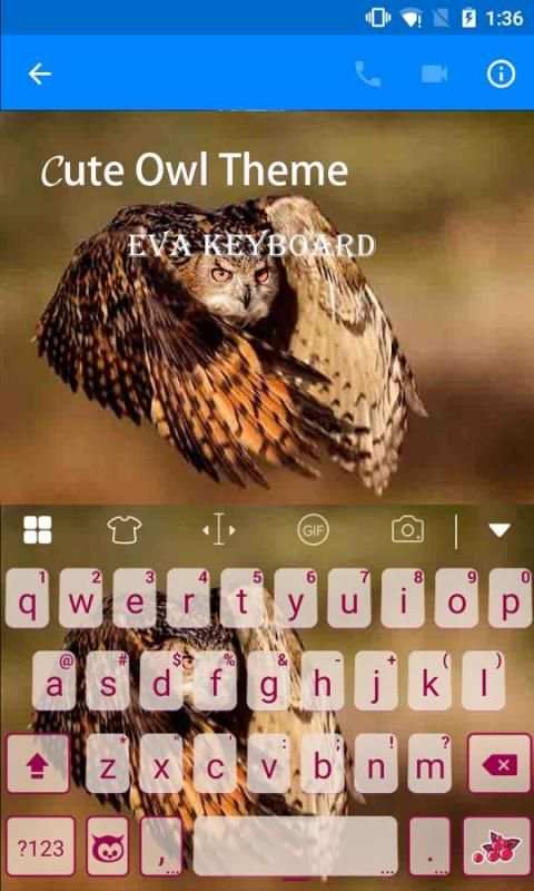 Cute Owl Eva Keyboard -Gif Diy 5 تصوير الشاشة