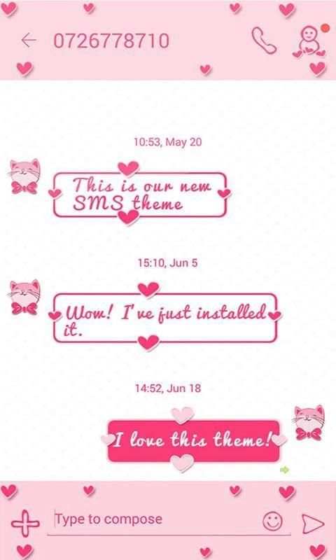 Tema SMS Hello Cutie screenshot 1