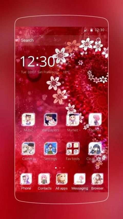 Red rose heart theme screenshot 3