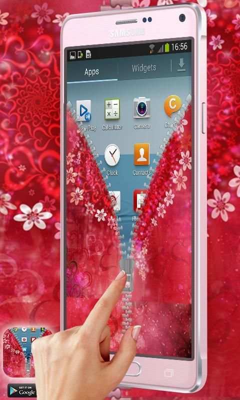 Love Heart Flowers Zipper Lock 2 تصوير الشاشة