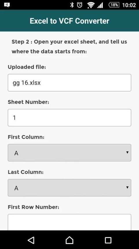 Excel to VCF Converter screenshot 2