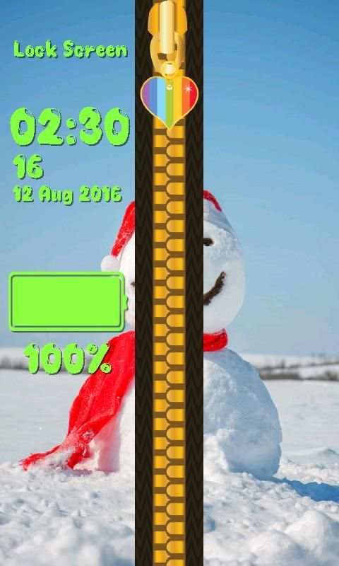 Zipper Lock Screen Snowman screenshot 2