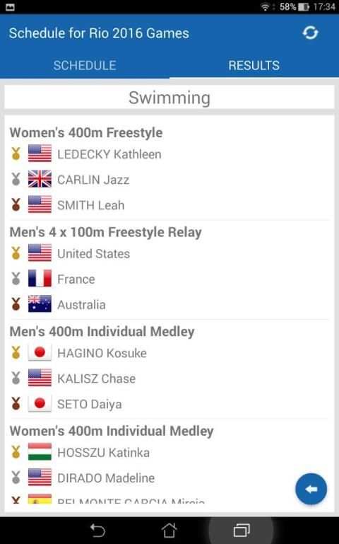 Schedule for Rio 2016 Games स्क्रीनशॉट 1