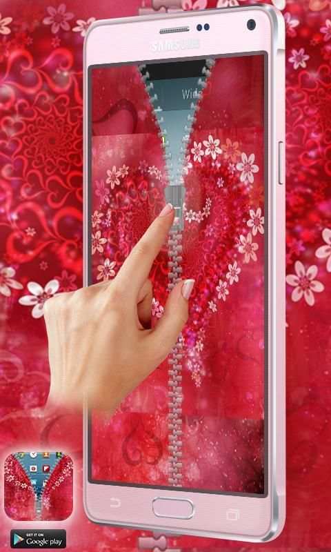 Love Heart Flowers Zipper Lock 4 تصوير الشاشة