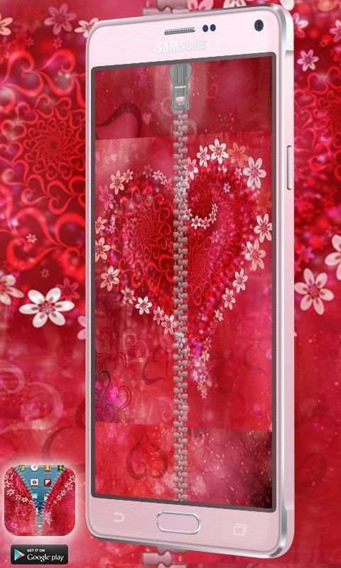 Love Heart Flowers Zipper Lock 5 تصوير الشاشة