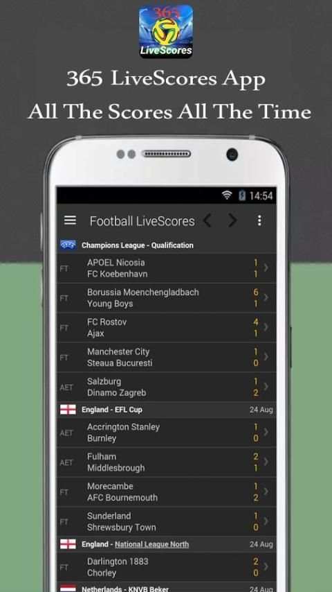 365 LiveScores Football 3 تصوير الشاشة