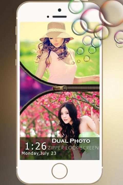 Dual Photo Zip Lock Screen 4 تصوير الشاشة