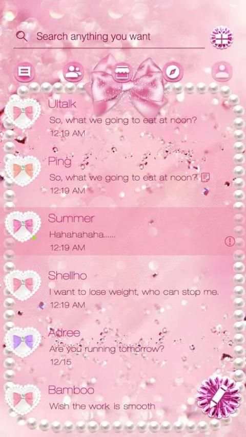 GO SMS PINK DIAMOND THEME 7 تصوير الشاشة