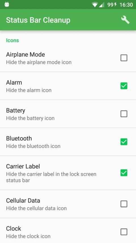 Status Bar Cleanup 4 تصوير الشاشة