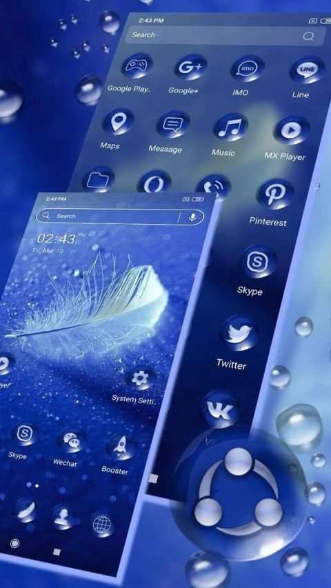 Feather Blue Launcher Theme स्क्रीनशॉट 1