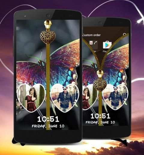 Butterfly Zipper Lock Screen स्क्रीनशॉट 1
