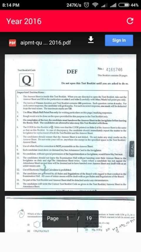 NEET / AIPMT Question Papers screenshot 3