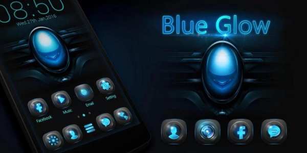 Blue Glow GO Launcher Theme 4 تصوير الشاشة