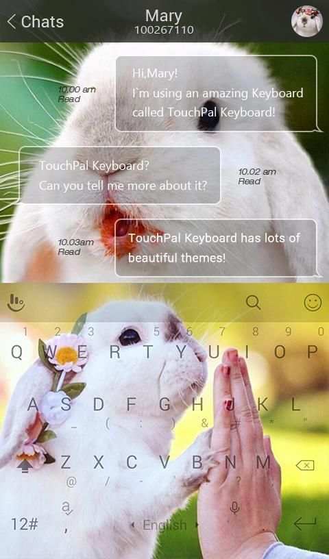 Cute Bunny Keyboard Theme screenshot 2