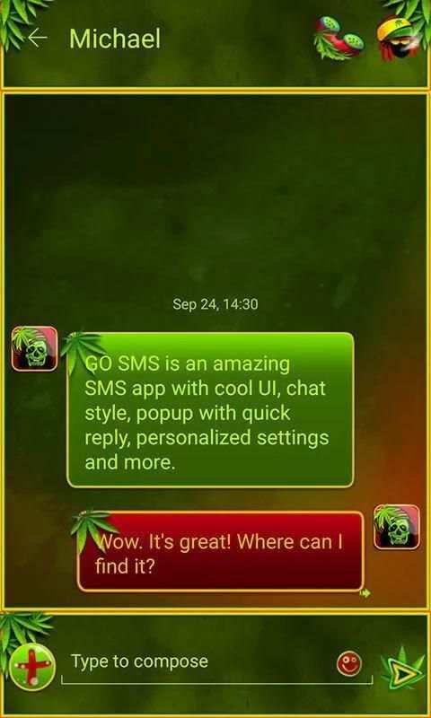 GO SMS Rasta Weed screenshot 4