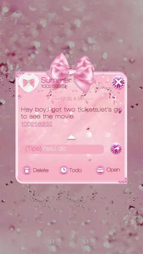 GO SMS PINK DIAMOND THEME 4 تصوير الشاشة