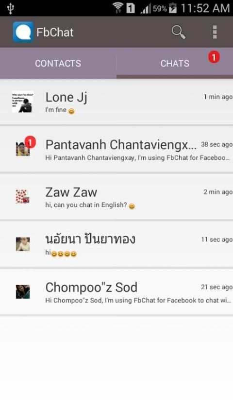 Chat For Facebook स्क्रीनशॉट 1