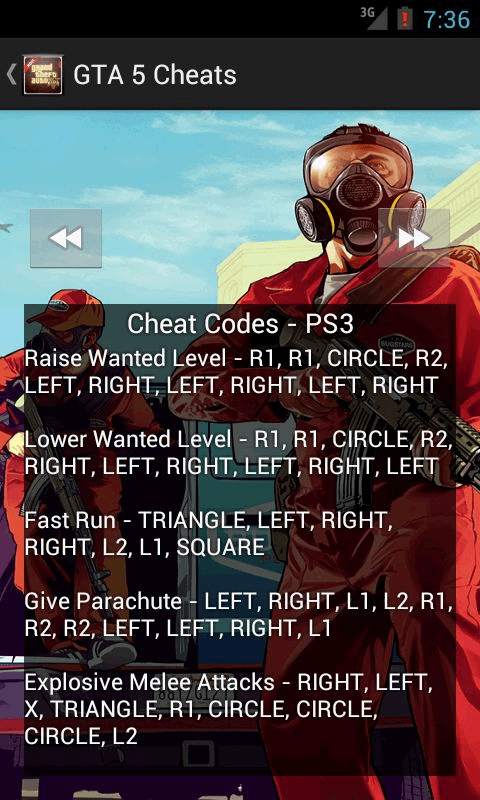 Grand Theft Auto GTA 5 Cheats screenshot 2