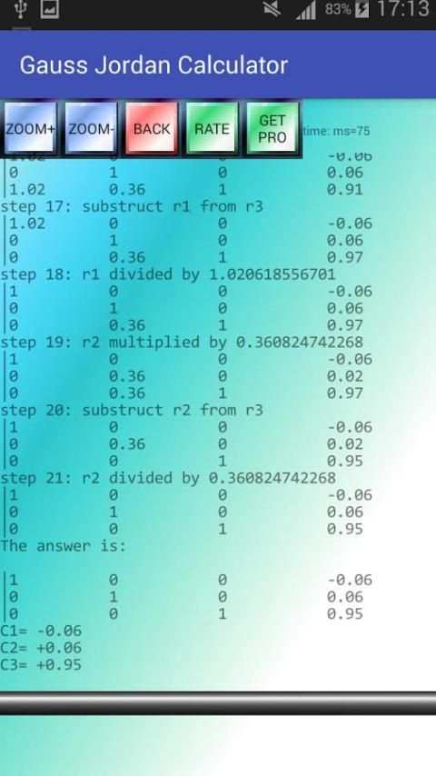 Gauss Jordan Calculator स्क्रीनशॉट 9