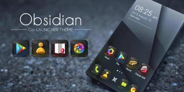 Obsidian GO Launcher Theme 4 تصوير الشاشة