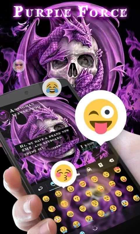 Purple Force GO Keyboard Theme स्क्रीनशॉट 2