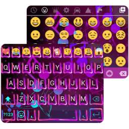 Neon Music Emoji Keyboard Skin