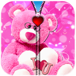Pink Teddy Bear Zipper Lock иконка