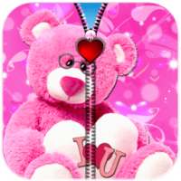 Pink Teddy Bear Zipper Lock on 9Apps