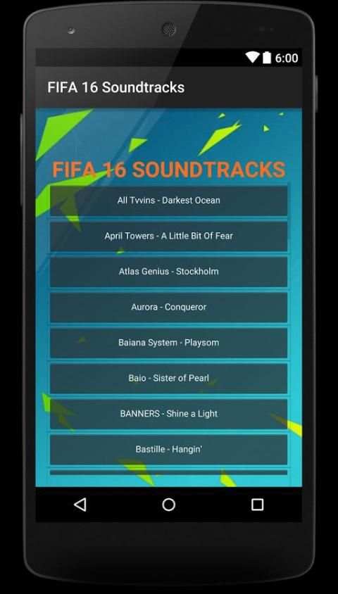 FIFA 16 Soundtrack List 1 تصوير الشاشة