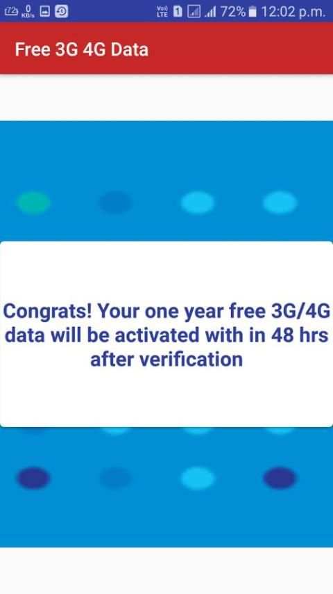 One Year Free 3G/4G Data screenshot 1