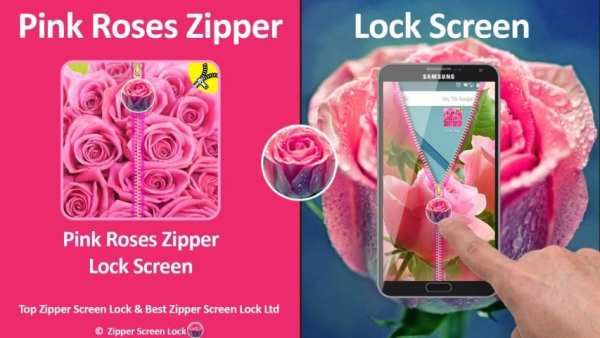 Pink Roses Zipper Lock Screen 4 تصوير الشاشة