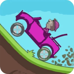 Car climb through mountains icon