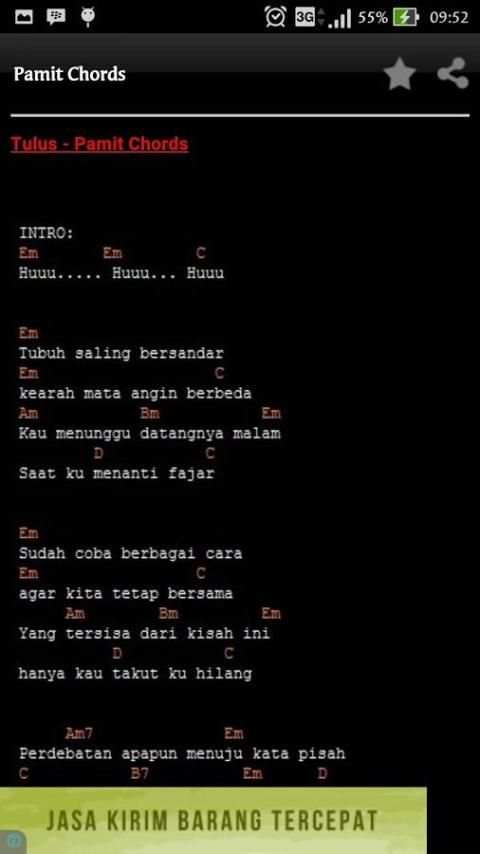 Pamit Tulus Lirik 4 تصوير الشاشة