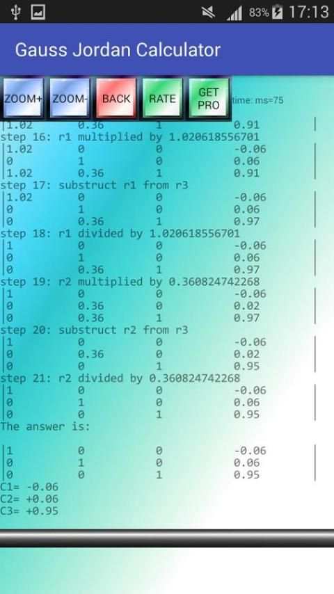 Gauss Jordan Calculator स्क्रीनशॉट 3