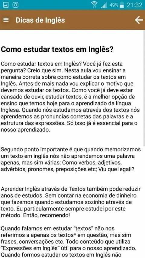 Textos em Inglês - Free screenshot 1
