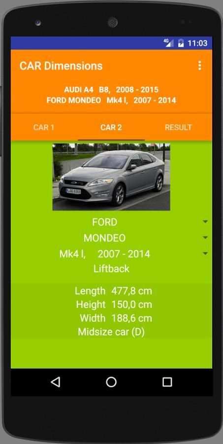 Car size comparison tool स्क्रीनशॉट 2
