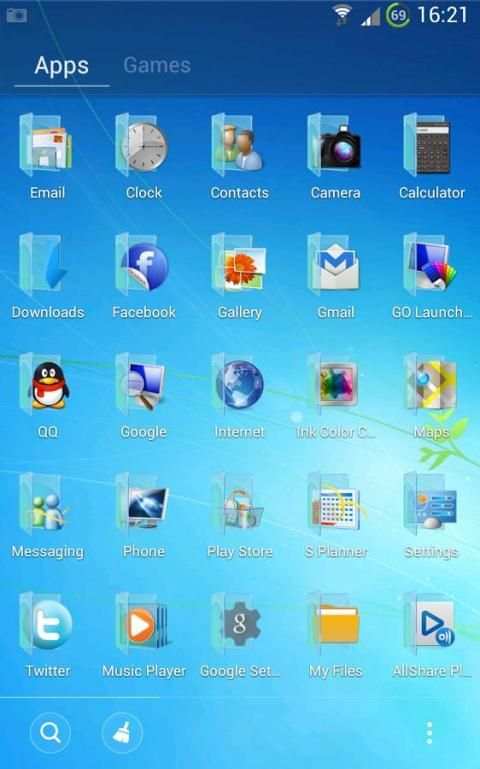 Blue Windows 7 GoLauncher Free 3 تصوير الشاشة