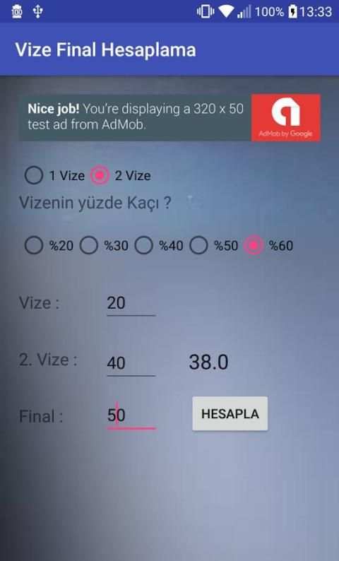 Vize Final Hesaplama скриншот 1