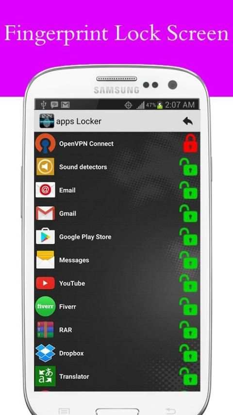 Fingerprint app Lock Simulator screenshot 1
